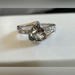 925 silver triangle smoky topaz ring size 5